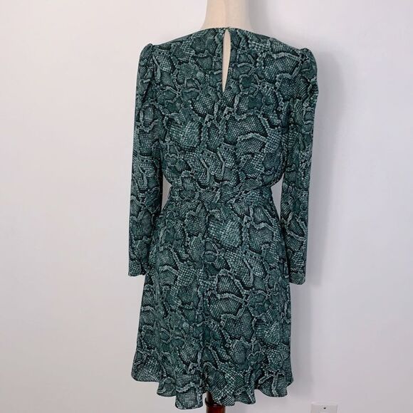 1. State Revolve Tie Waist Snake Print Long Sleeve Dress Green Pine Grove Sz 4 - Picture 6 of 9